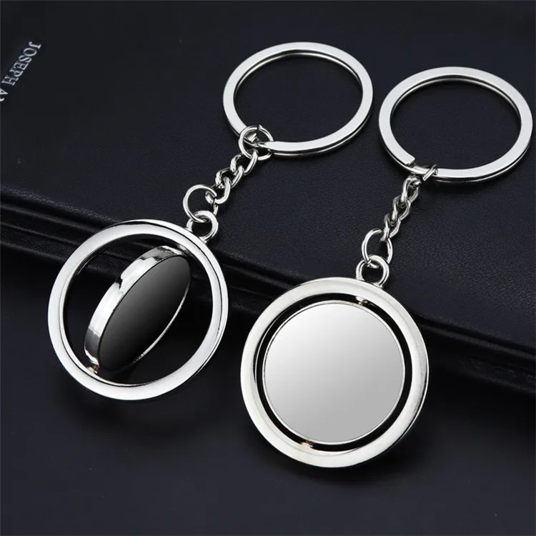 Factory Custom Promotional Metal Keychain Round Spin Spinning Keychain