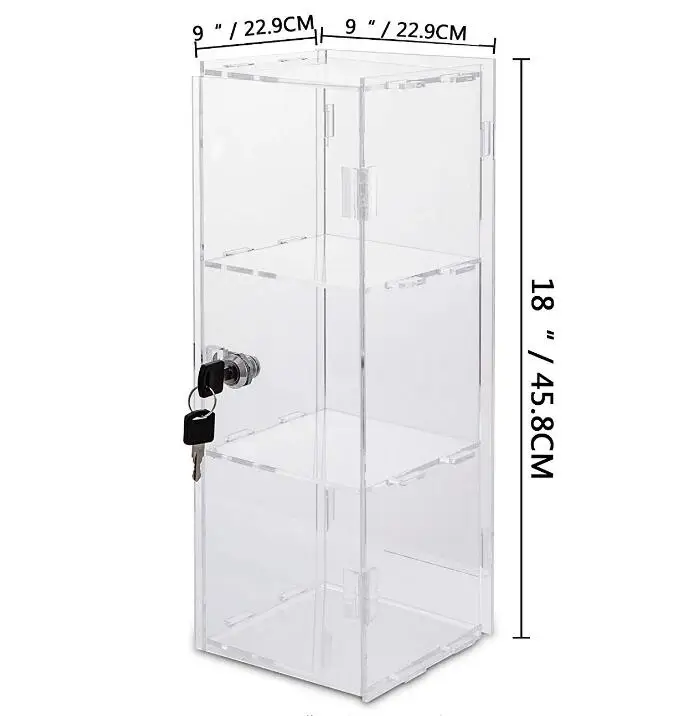 3 Tier Acrylic Display Case Clear Display Case With Lock And 2 Keys
