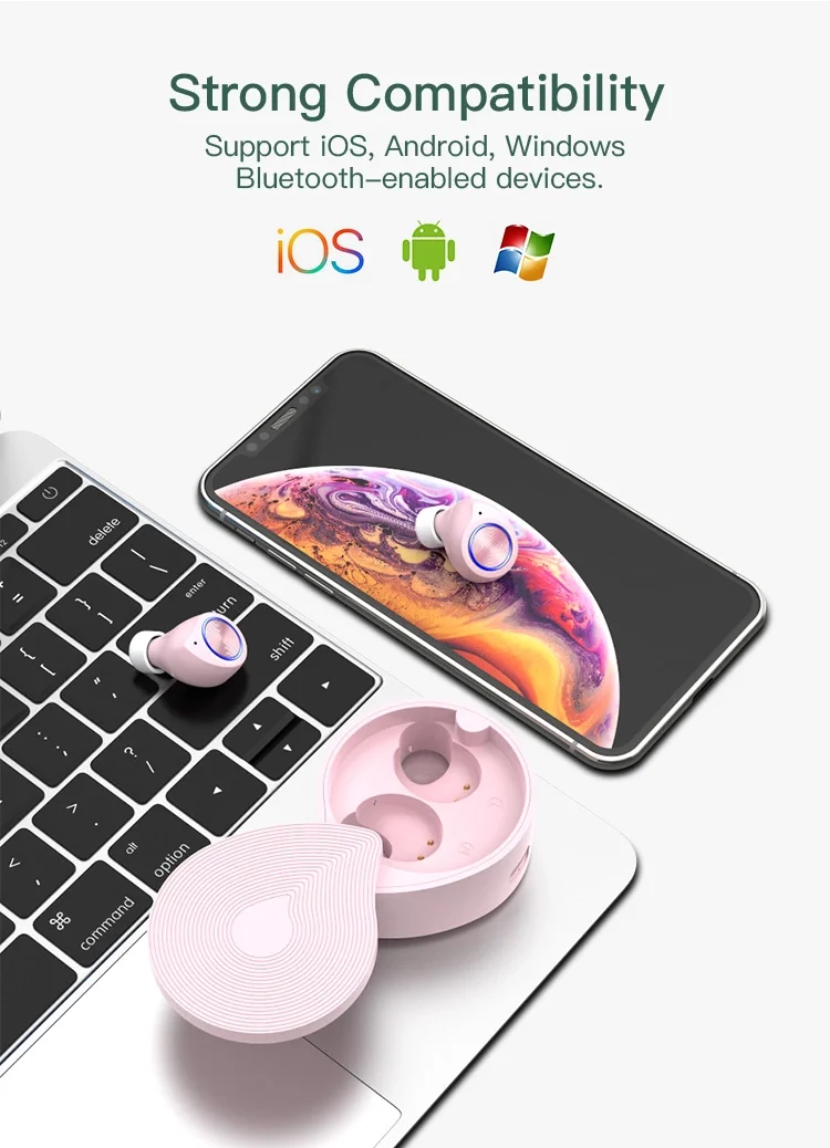 Waterproof noise canceling mini in-ear headphones wireless bluetooths 5.0 Tws earphone 2020 new arrivals electronic - ANKUX.COM