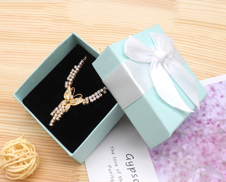 Light Blue Paper Jewelry Set Box Gift Jewelry Packaging Box With