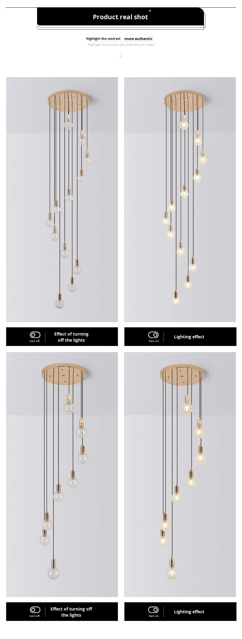 product nordic luxury creative staircase chandelier rotating duplex loft light for villa hotel middle sized lamp for living room lobby-7