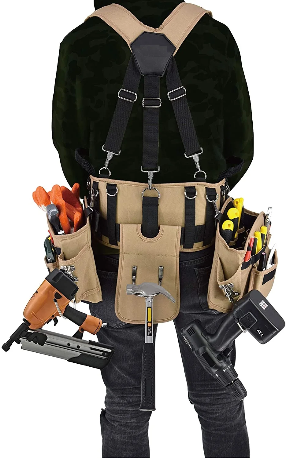 Heavy Duty Carpenters Tool Belt Professional Construction Tool Waist Bag Comfort Rig Tool Belt