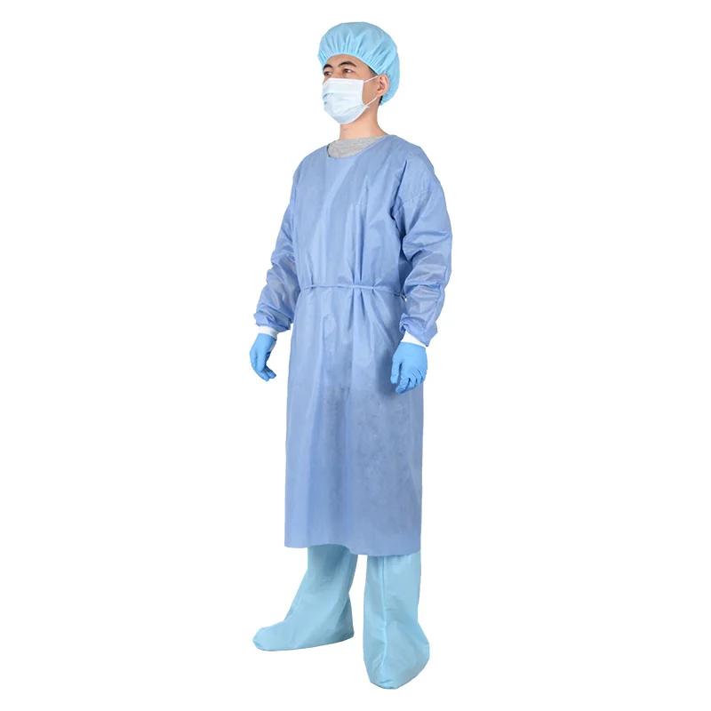 
Best Price Disposable Isolation Gown With Back Tie Anti-static Blue SMS Gown For Hospital 