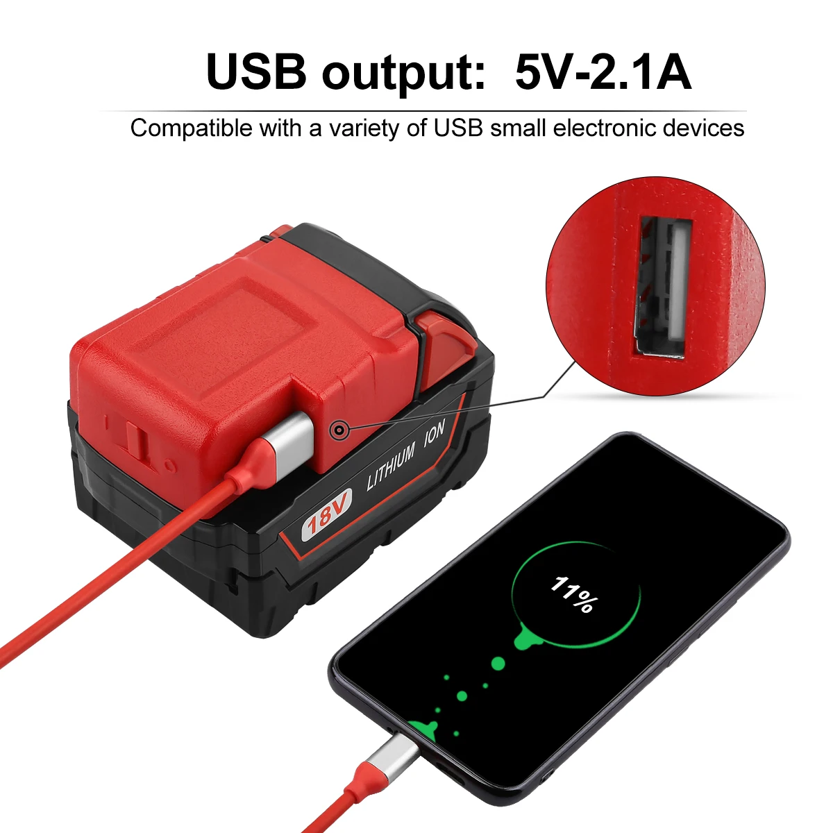 Usb Output Adapter Battery Charger Adapter Converter Portable
