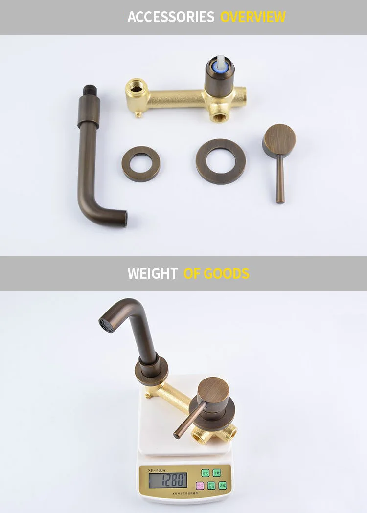 Hot Sale Single Hole Antique Brass Wall Mounted Bathroom Basin Mixer Concealed Faucet for basin tap