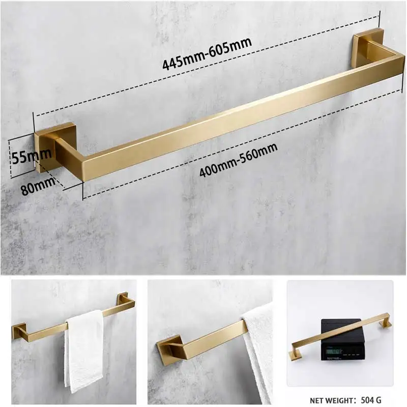 Sus 304 Brushed Gold Bathroom Accessory Fittings And Bathroom