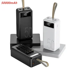 NEW 50000mah powerbank 50000 mah come with Triple cables large capacity phone charger 4 USB output portable power bank 50000mah