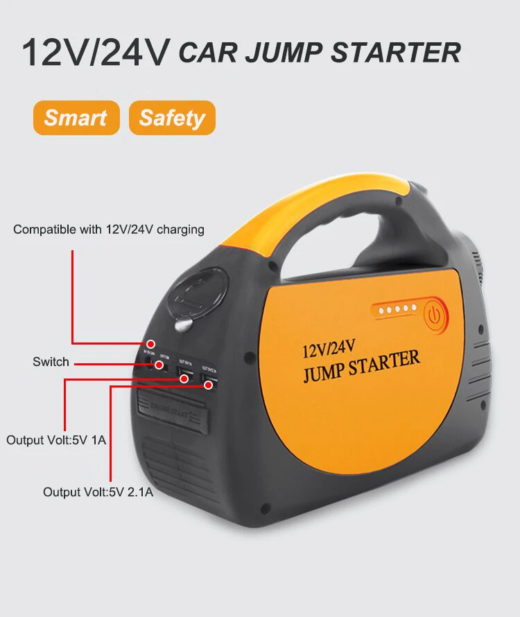 High Power Car 12v 24 Volt 24v Truck Jump Starter 30000mah Lithium Battery Charger Starting 12