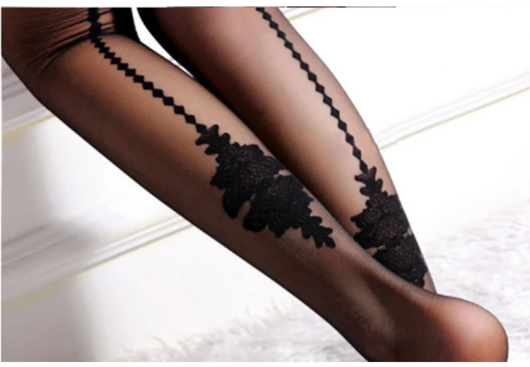 Japanese Asian Hot Cuban Heel Black Silk Stocking Legs Foot Nylon Tube