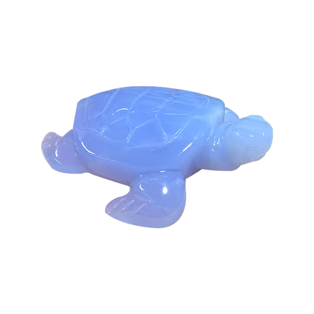 
3.5~4 inch Blue Chalcedony Turtle Animal for Home Office Desk Mini Ornament 