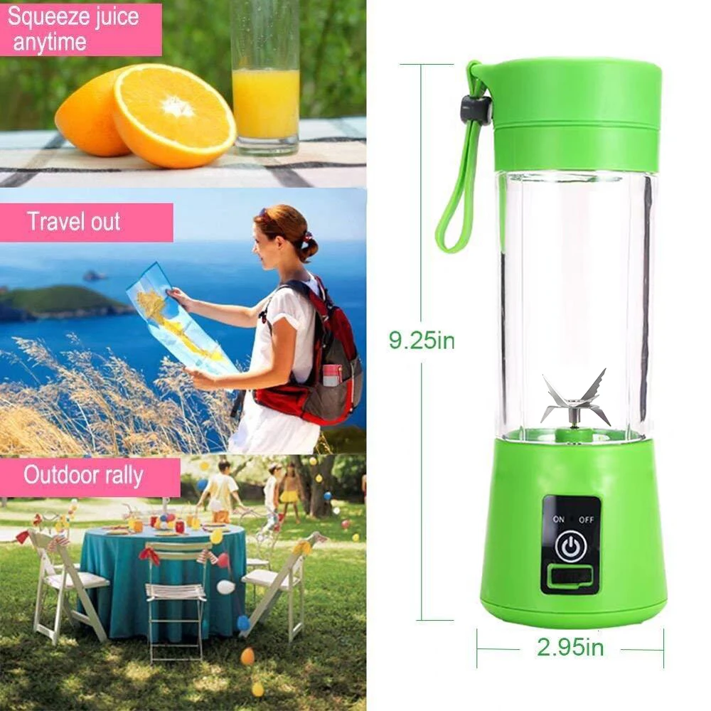 Portable Blender with 480ml Travel Bottle USB Rechargeable Six Blades Mixing 
