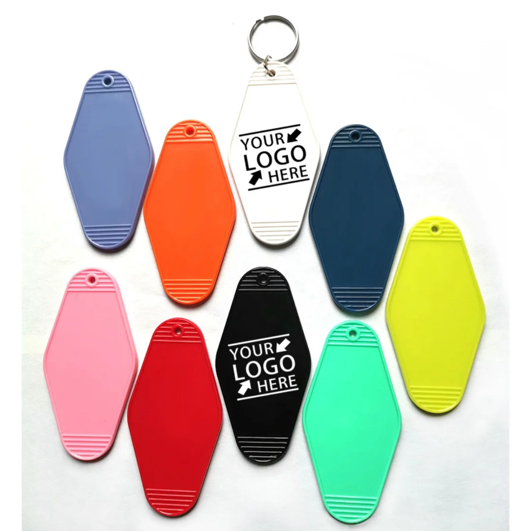 Plastic Acrylic Motel Hotel Room Key Tag With Key Ring Blank Logo Printing Motel Keychains