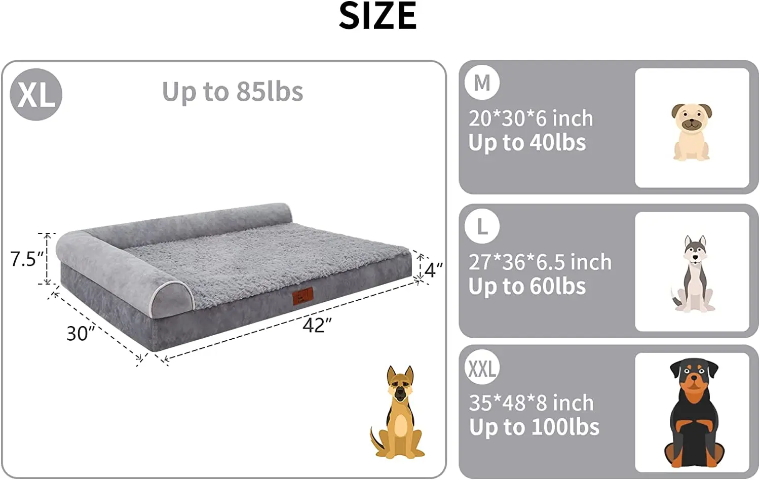 Memory Foam Dog Bed Washable And Removable For Pet Sleeping High