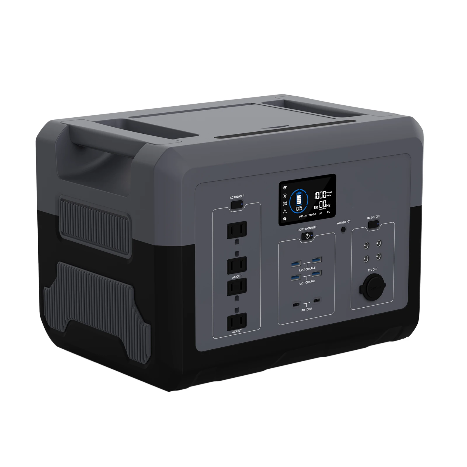 1500W solar power generator with foldable solar panels connected via MC4 cables