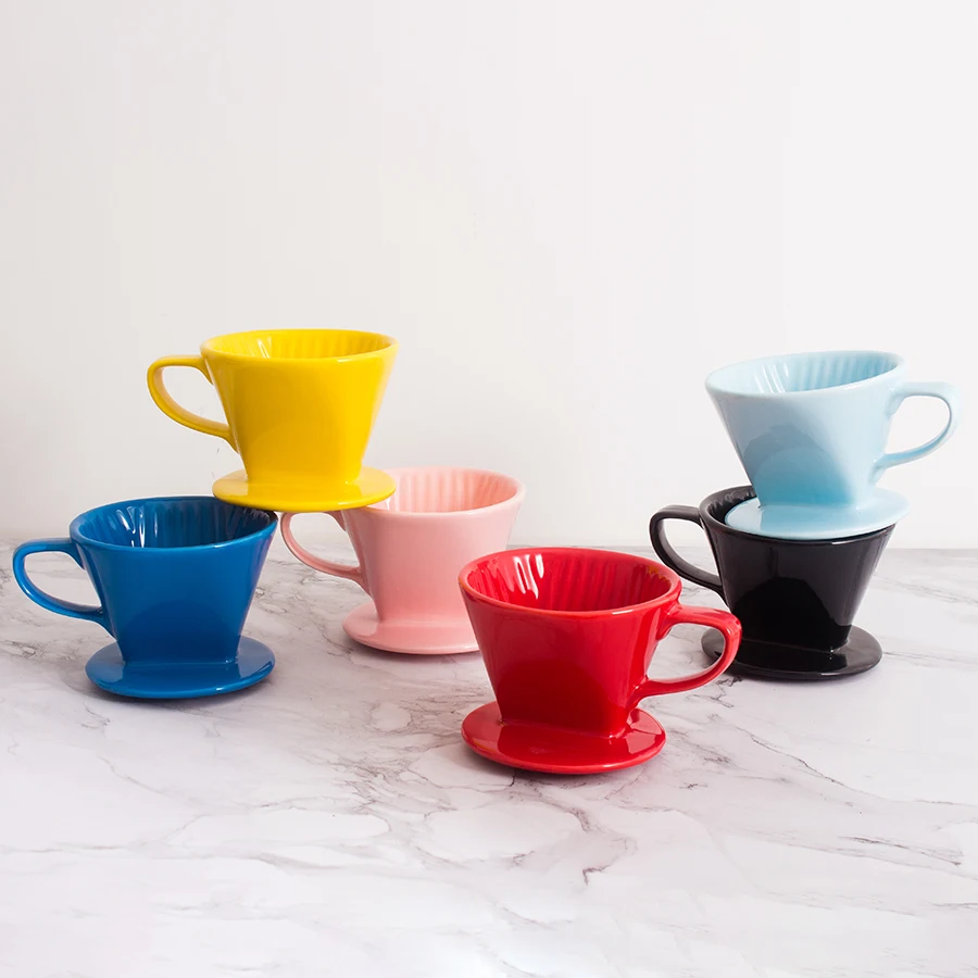 Colorful Custom Porcelain Coffee Dripper Pour Over Coffee Cone 3 Hole