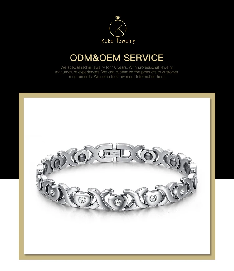 Wholesale High Quality 21CM stainless steel heart-shaped diamond ladies bracelet BR-086