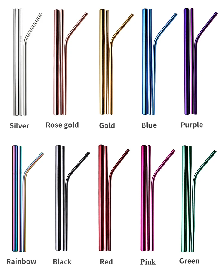 High Quality Colorful 304 Stainless Steel Straws Bubble Tea 12mm Diameter Straws