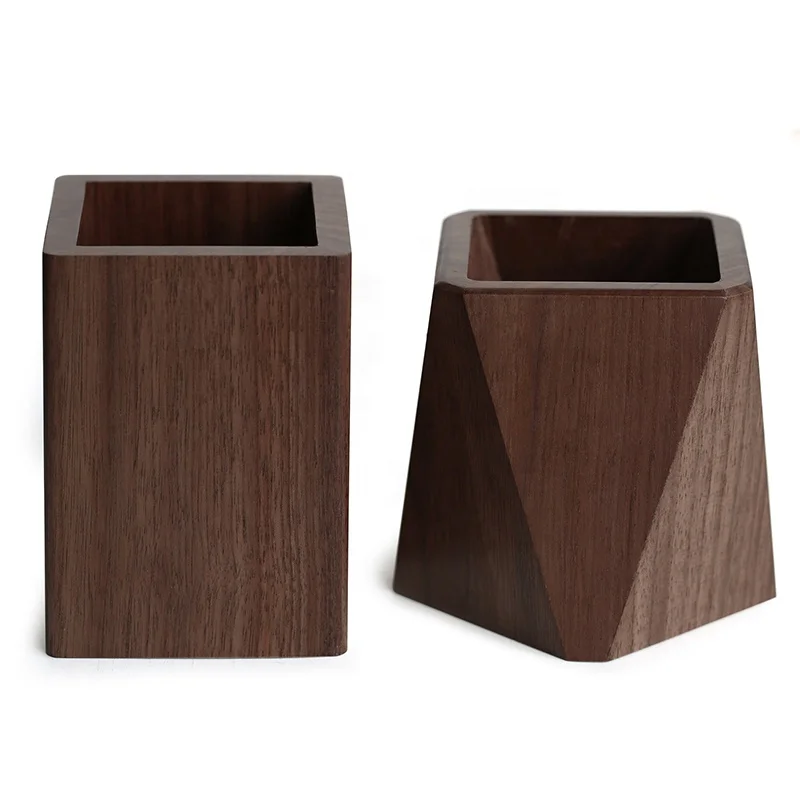 
Black walnut brush pot Desk wooden stationery boxes 