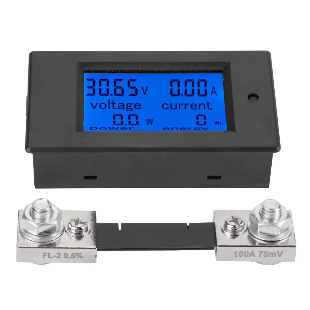 Dc 6-200V 0-100A LCD Affichage Courant Numérique Tension Puissance Energie  Compteur Multimètre Ampèremètre Voltmètre Avec 100A Courant Shunt