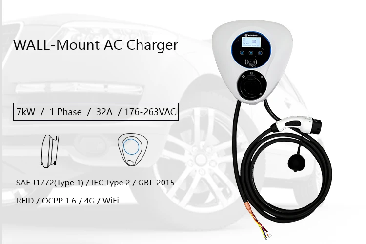 Electric Car Charger Ev Charging Station Home Ev Charger 7kw Type2
