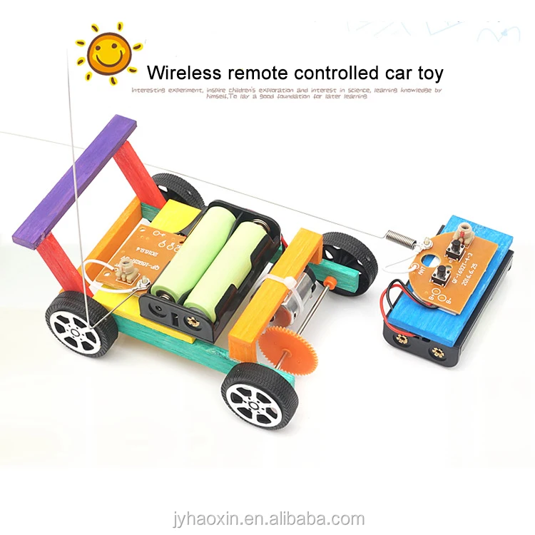 Diy Stem Wooden Educational Science Wireless Remote Control Fourwheel