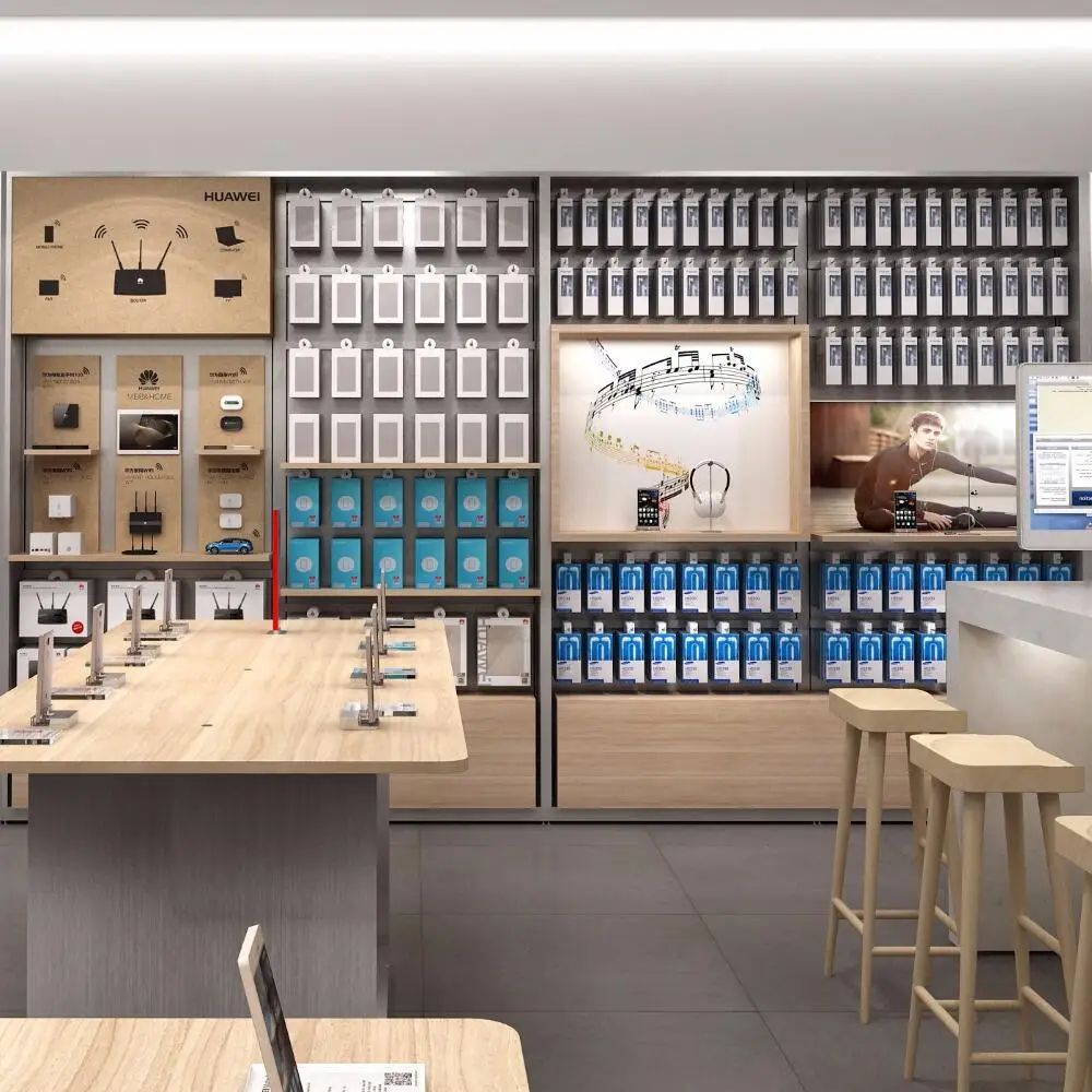 Wood High Quality Mobile Phone Shop Display Counter Design For Mobile