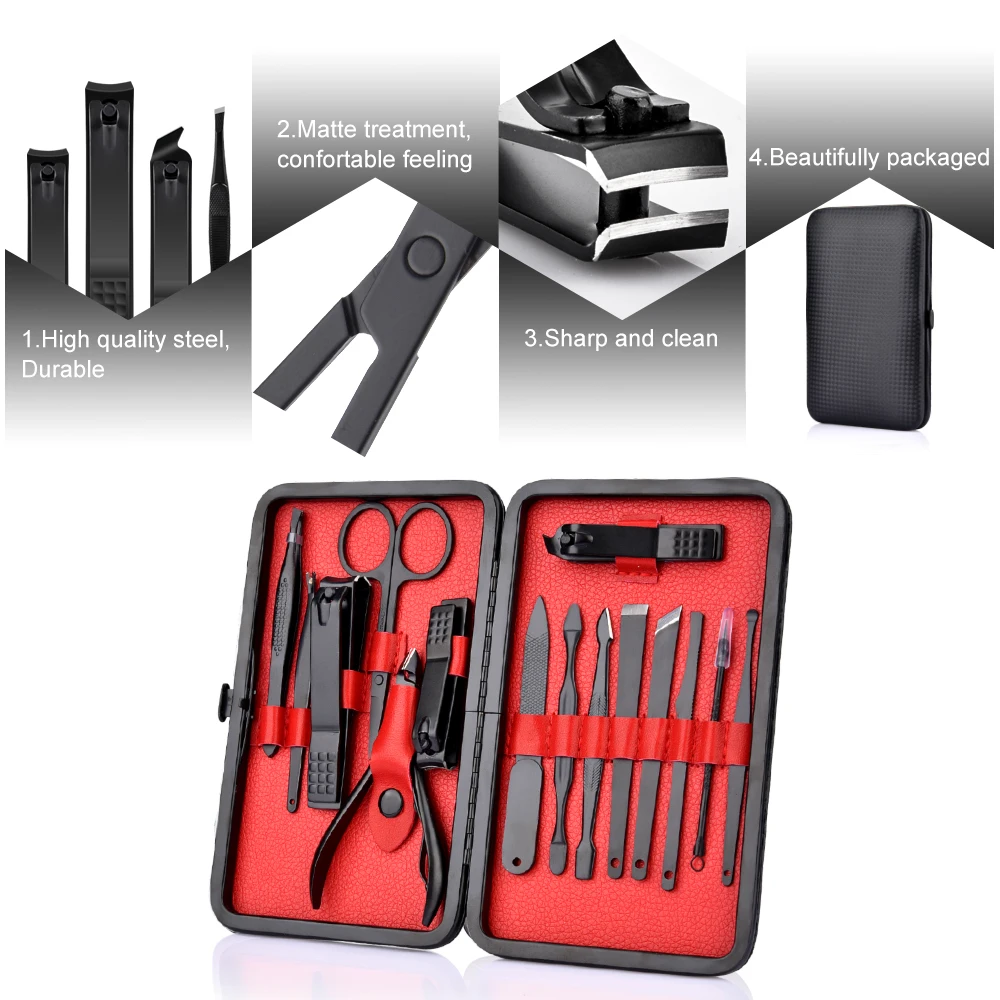 15pcs Professional Manicure Set Pedicure Knife Toe Nail Clipper Cuticle Dead Skin Remover Kit Stainless Steel Feet Care Tool Set