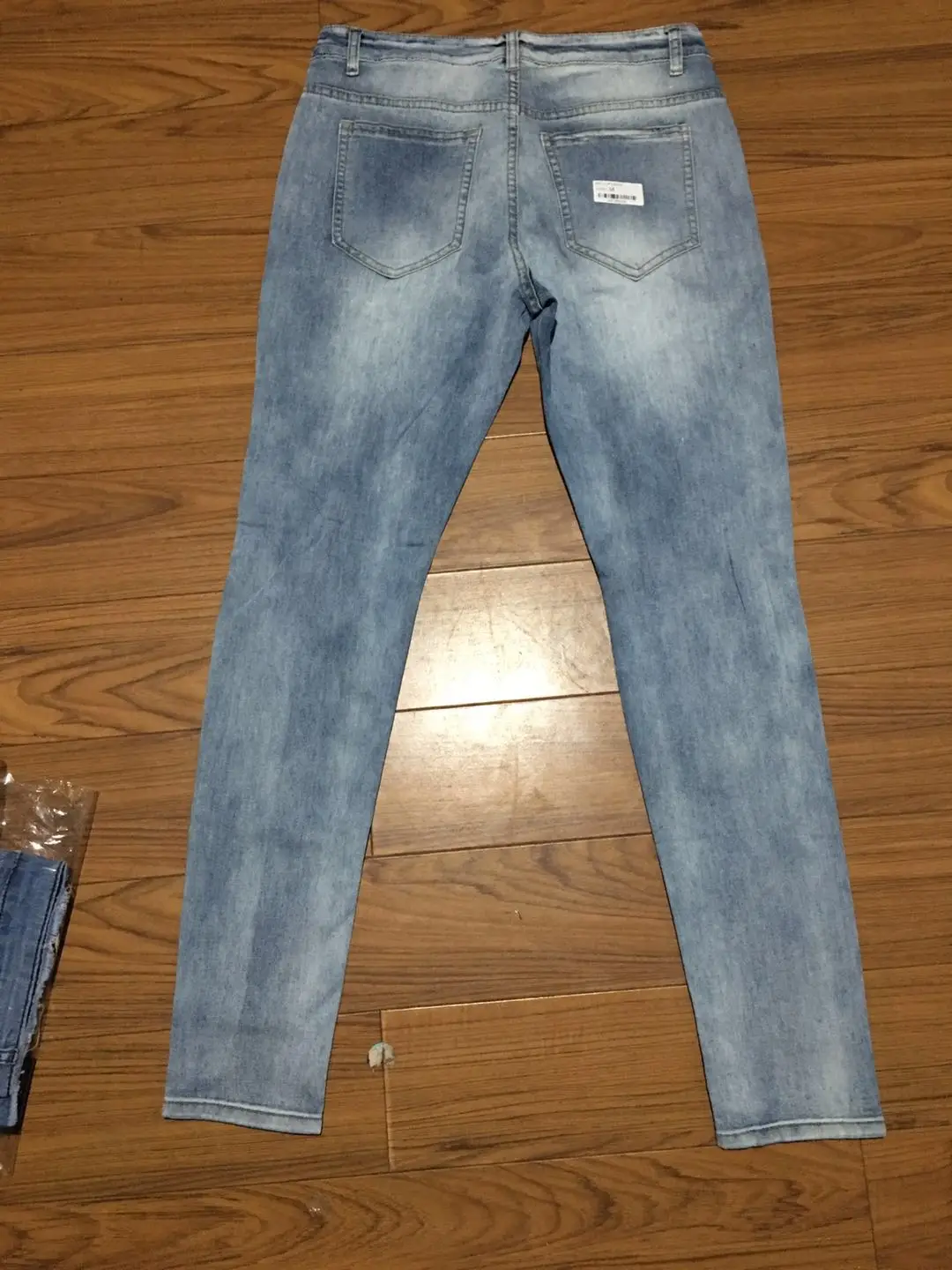 Fashion Streetwear Men's Jeans Vintage Blue Gray Color Skinny Ripped