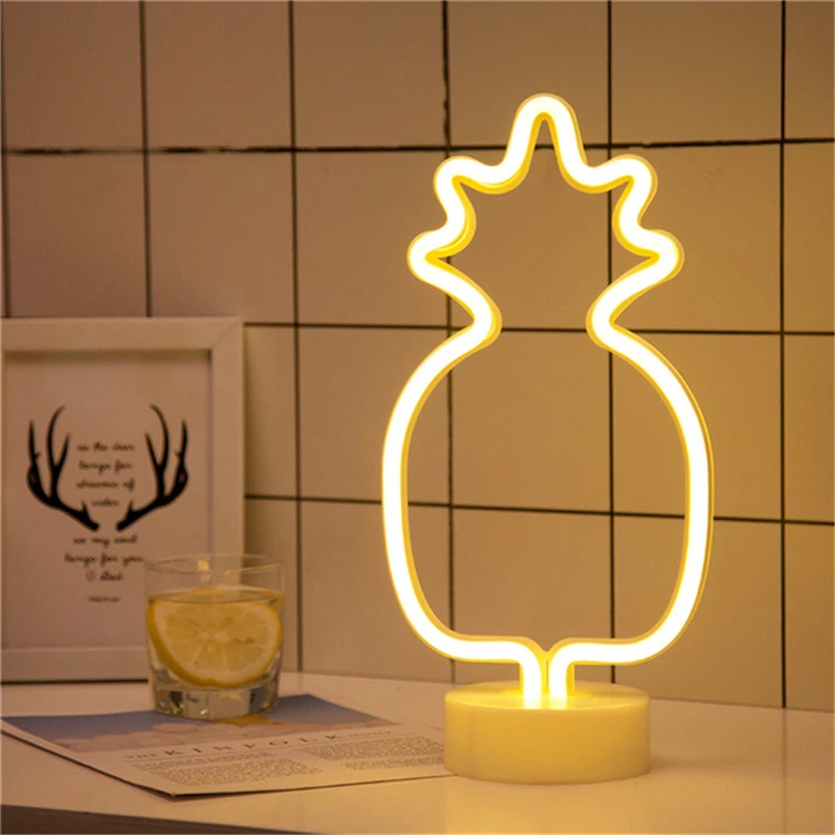 Neon Pineapple Indoor Night Light Battery Operated Glowing Neon Decorative Sign LED Light for Room Party