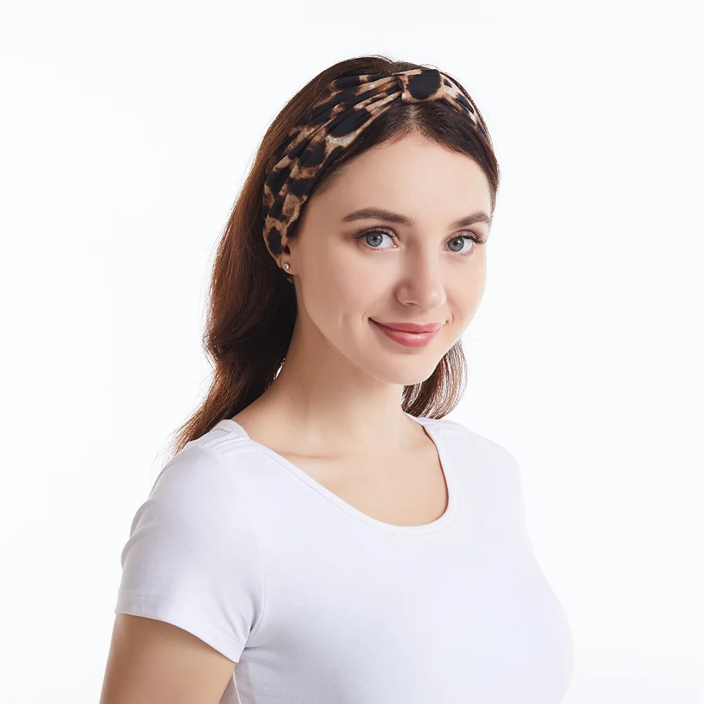 europe new leopard headband spa wide-brim headdre