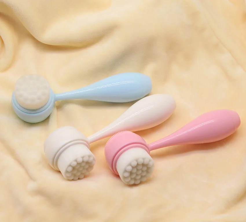 3D cheap Double Side Portable Silicone Facial Cleansing Brush hot sale factory wholesaler