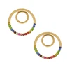 New Fashion Gold Plated Colorful Round Stud Earrings Women