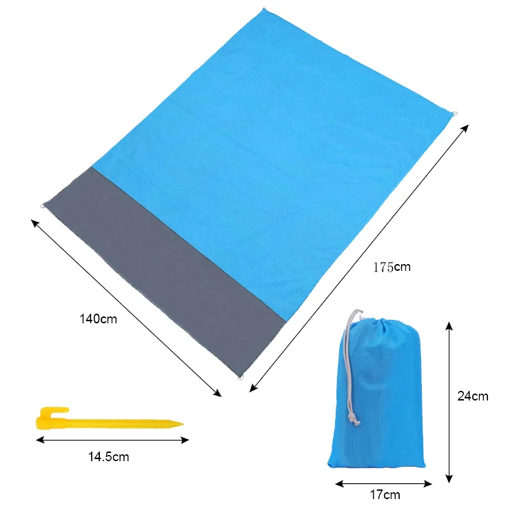 BSCI Audit Manufacturer Oversized Quick Drying Portable Waterproof Nylon Outdoor Light Weighted Sand Proof Beach Blanket