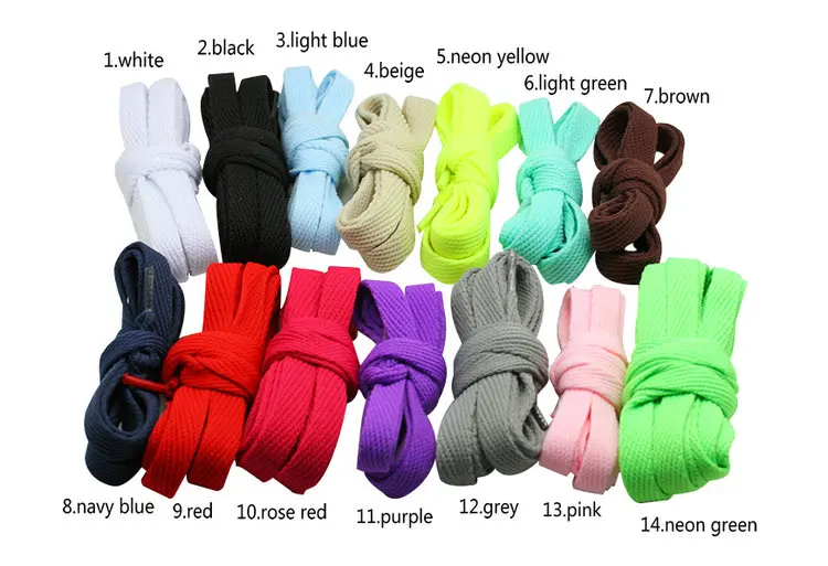 Cheap Bulk Fancy Colored Polyester Flat Athletic Shoe Laces With Clear