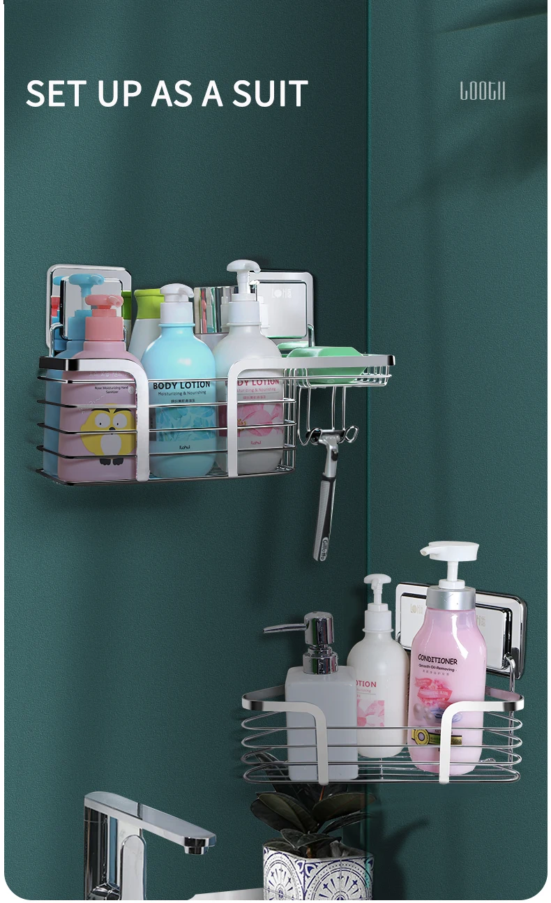 Stainless Steel Bathroom Metal Shampoo Holder Shower Bottle Shampoo