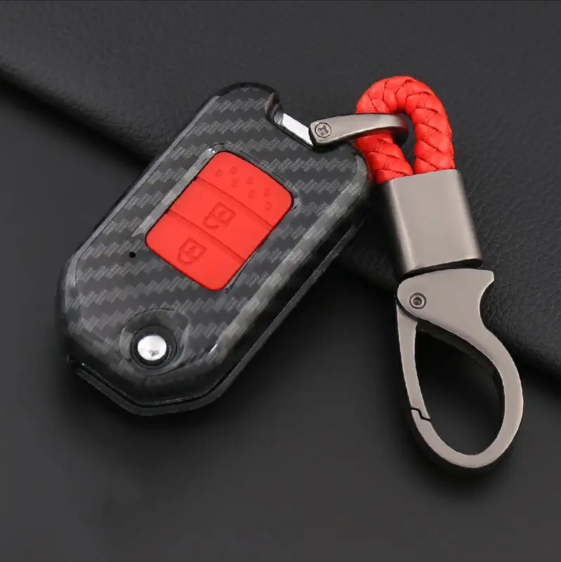 Carbon Fiber Pattern Silicone fob Key Case for Honda Accessories Keychain fit Jazz Grace Jade Civic Odyssey Accord XR-V CR-V Vezel City Key Chain cover Holder Shell Bag