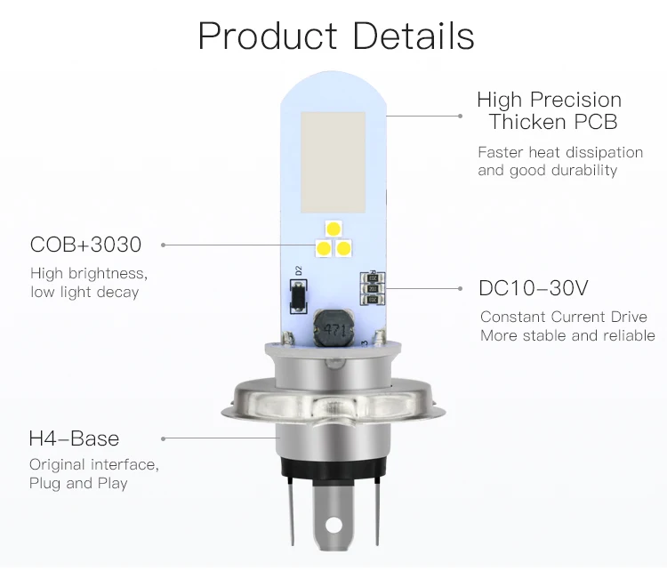 headlight led h4 automobile