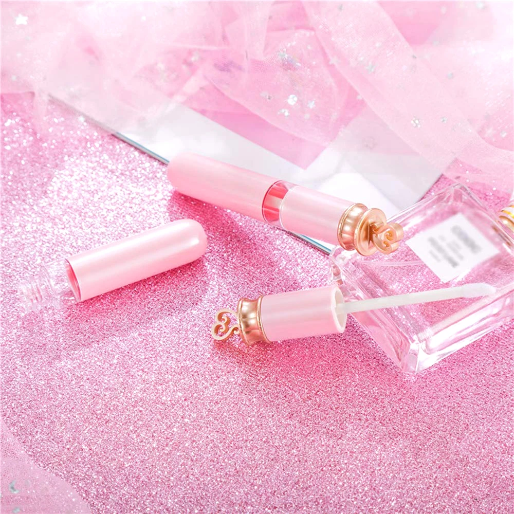 Laudtec 7ml Pink Empty Lip Gloss Tube With Brush Lips Gloss Container
