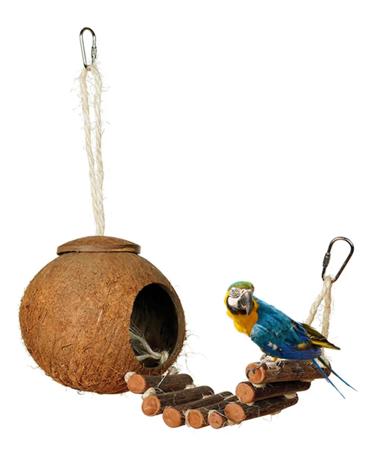 OMEM Coconut Shell Bird House,House for a Hamster,Bird Cage Toy,Pet Bird Supplies 