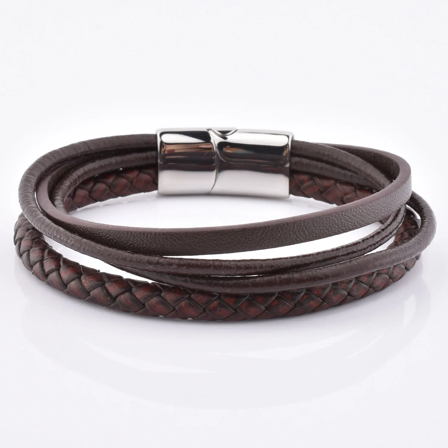 Unique Mixed Triple Simple Flat Black Leather Bracelet Friendship Bracelets Jewelry
