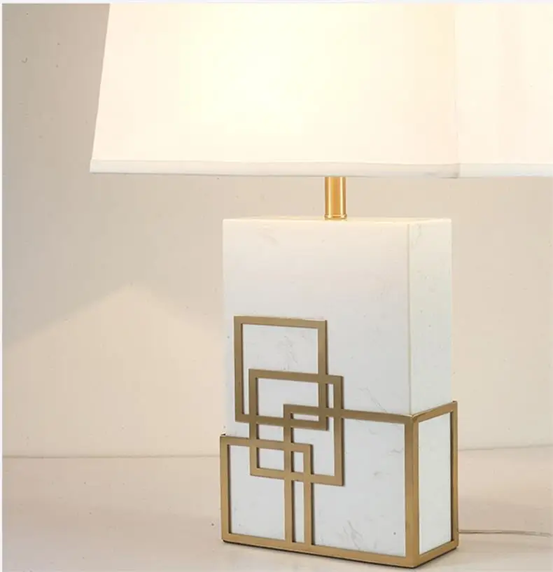 American Style Creative Table Lamp Living Room Bedroom Lobby Desk Lamp Personality Design LED Light Marble Tea Table Sofa Light