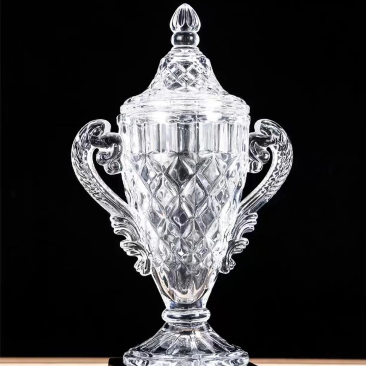 Optical Glass Cup Trophy MH-J0323 Crystal Craft Polished Carved Engraving Souvenir Gift Decor Christmas Love Sports Theme Model details