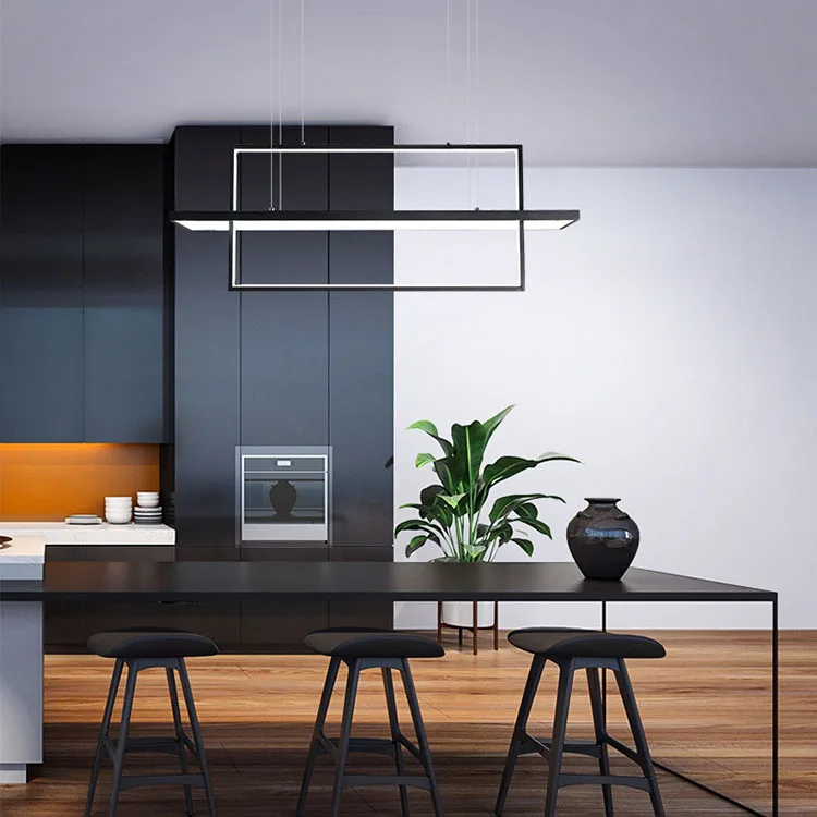 New modern style square shape chandelier led pendant light color changing indoor suspension rectangle pendant light