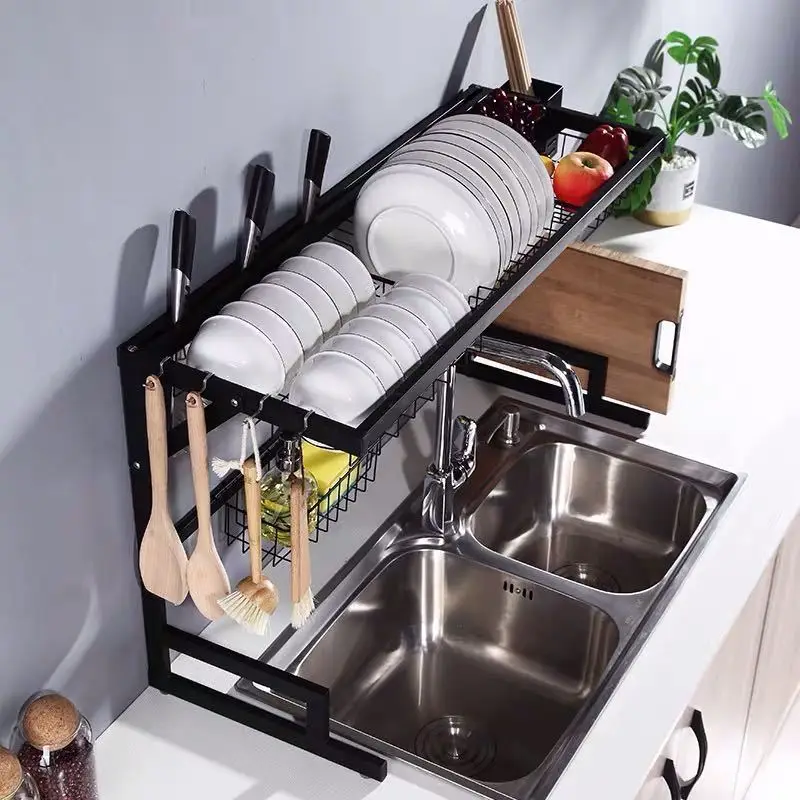 Stainless Steel Kitchen Sink Rack Storage Shelves Dish Holder Hot ...