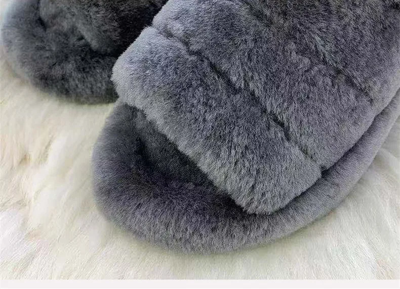 lamb fur slides