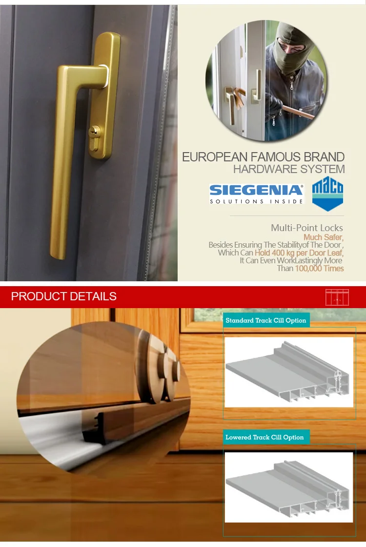 Doorwin Aluminium modern design thermal break good visual effects sliding door with 10 years warranty