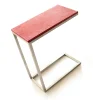 Modern versatile leather side table with stainless steel base in KD