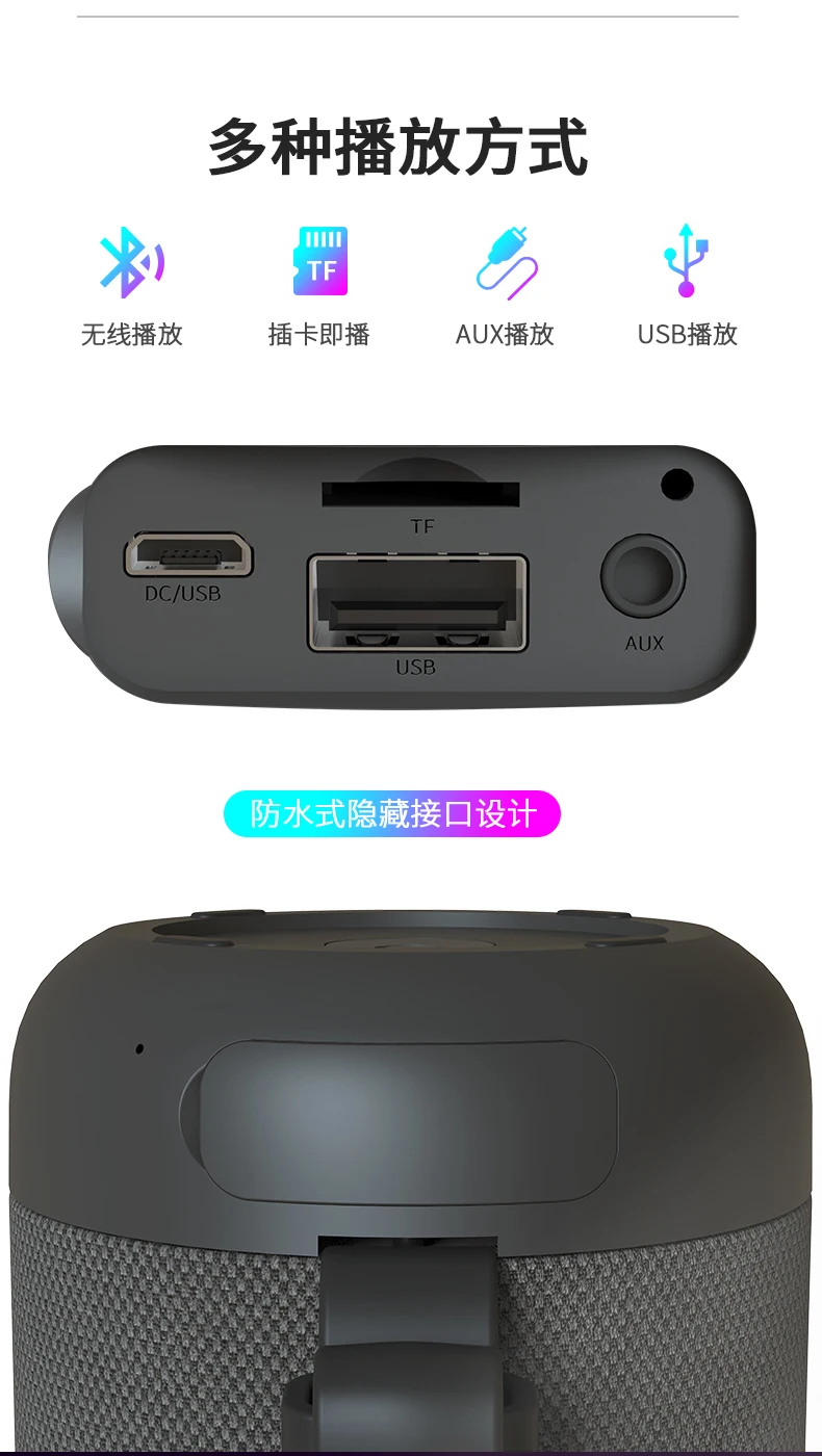Outdoor waterproof speaker BT5.0 series 1+1/U disk /TF card/audio output/leather cord portable/hands-free communication - ANKUX.COM