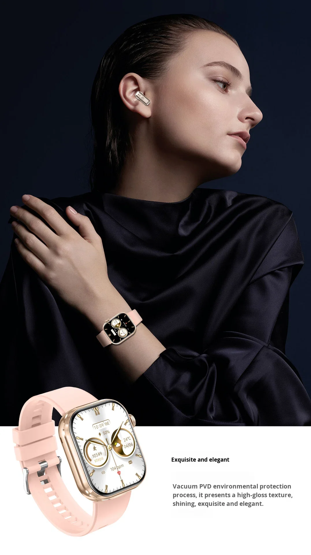 跨境CY-T99耳机二合一智能手表双呼叫记录血压心率监测IPS IP67