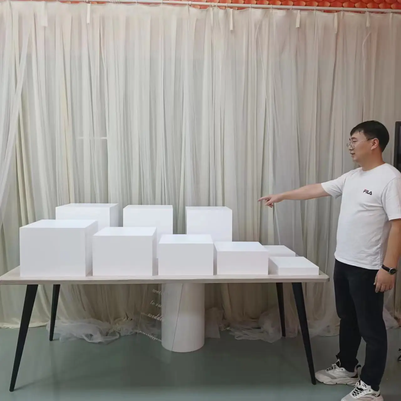 Factory Custom White Acrylic Display Cube Catering Buffet Risers For ...